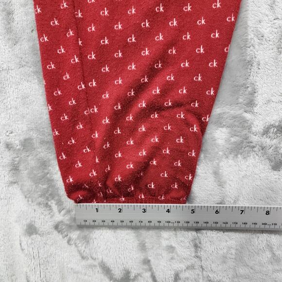 Calvin Klein Pajama Pants Womens M Red White All Over Logo Fleece Jogger Lounge - Picture 8 of 9